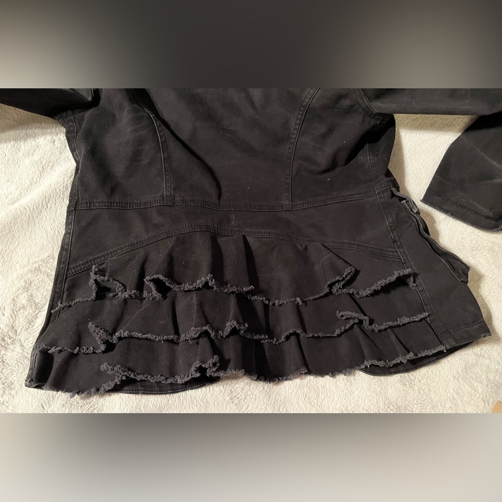 FREE PEOPLE Ruffled Black Boho Jacket sz S - Picture 5 of 8